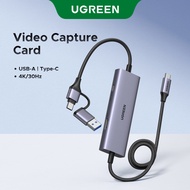UGREEN 4K@30Hz Video Capture Card 2-in-1 USB-A/USB C Aluminum Shell Braided Cable Compatible for Win