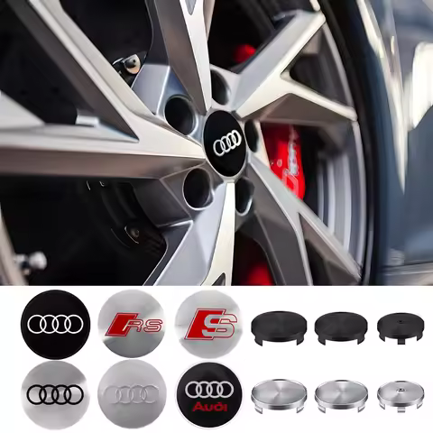 56/60/63/65/68MM Car Wheel Center Hub Caps Tire Rim Cover Sticker For Audi A4 C6 C5 Sline Q5 Q3 Q2 Q