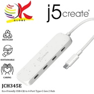 J5CREATE JCH345E USB-C 4-PORT USB 3.2 HUB WITH HIGH-SPEED DATA TRANSFER & PLUG-AND-PLAY DESIGN