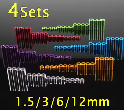 16pcs 1.5/3/6/12mm Aluminum Spacer Set Standoff Aluminium Tube Column Spare Parts for Tamiya Mini 4W