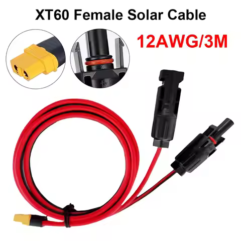Solar Charge Cable XT60 Adapter to Solar Male Female Connector Extension Wire 12AWG 0.6/1.5/3M for B