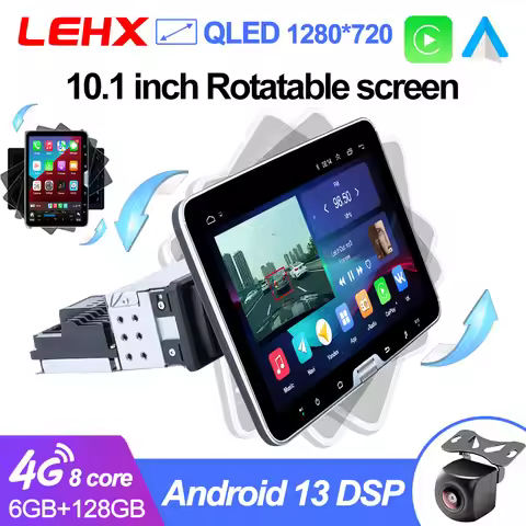 LEHX L6Pro 8Core Qled 10 Inch Rotation 4G 1 Din Android 13 Car Radio Multimedia 1din Autoradio Stere