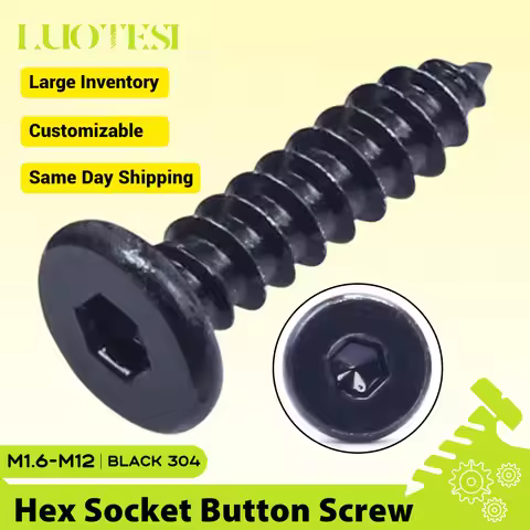 Allen Socket Ultra-Thin Flat Wafer Head Self Tapping Black Screw Stainless Steel M2 M2.6 M3 M4 M5 M6