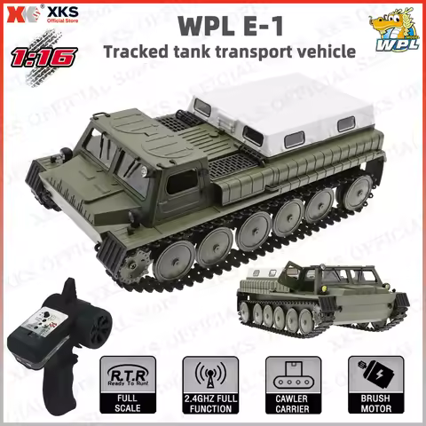 XKS WPL E-1 RC Tank 1/16 2.4G Remote Control 4WD Crawler Tracked Off-Road Climbing Vehicle Electric