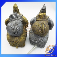 POLYRESIN FA CAI ELEPHANT STATUE HEIGHT 16 CM SUITABLE FOR GARDEN, HOME DECORATION, GIFT, SOUVENIR, 