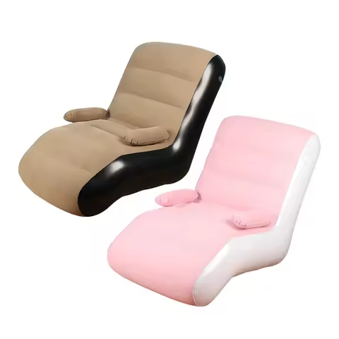 Portable 140x85x80 Inflatable Sofa with Armrests Flocking PVC Lazy Boy Living Room Couch for Outdoor