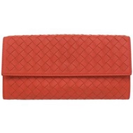 Bottega VenetaRED編織皮革長皮夾，成色極佳，紅色，0787 [二手] BOTTEGA VENETA