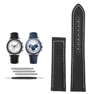 FEYUJ สายนาฬิกาด้านล่างแคนวาสสำหรับ Omega Speedmaster Snoopy 310 Canvas Cowhide ใหม่สายรัดนาฬิกาไนลอ