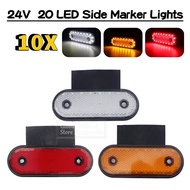 10Pcs 24V 20 LED Waterproof Red /White /Amber Side Marker Lights Back Light Clearance Lamp Turn Signal For Truck Trailer