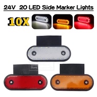 10Pcs 24V 20 LED Waterproof Red /White /Amber Side Marker Lights Back Light Clearance Lamp Turn Sign