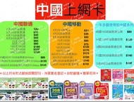 中國移動&中國聯通上網卡