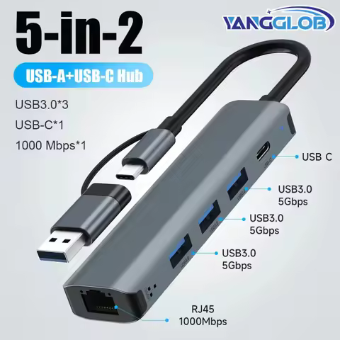 USB C HUB USB-C USB-A Multiport Adapter Type C USB 3.0 Data Transfer Gigabit Ethernet RJ45 Docking S