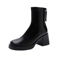 Cod High-End Soft Leather High-Heeled Platform Martin Boots Women Autumn Winter 2023 New Style Thick