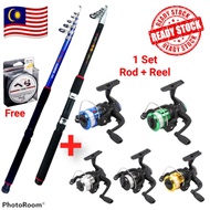 🇲🇾 Ready Stock Fishing Set combo Rod + Reel Telescop travel Rod 1.8M Joran Pancing ikan pancing udang Reel Mesin Udang