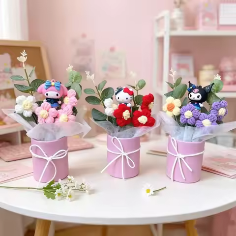 Genuine Sanrio Characters With Artificial Flower Creative Hugging Bucket Bouquet Christmas Valentine