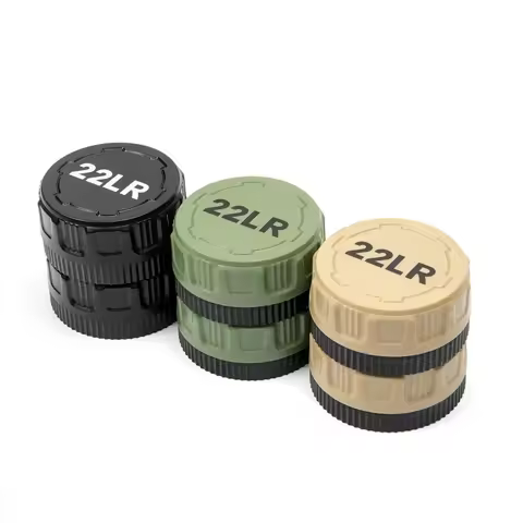 New 22LR Tactical Ammo Box, Pocket-sized, Holds 50 Rounds, with Secure Screw Cap, Durable, Suitable 