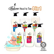 Syampoo Bayi Felora Junior Kids Head to Toe 4 in 1 Soft Smooth Clean Baby Body Shampoo Bayi 750ml