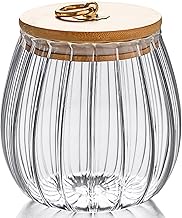FANTESTICRYAN Glass Coffee Nuts Canister Airtight Storage Jar Petal Decorative Container with Bamboo