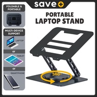 SAVE 360 Rotating Laptop Stand Adjustable Laptop Holder Portable Foldable Tablet Holder Notebook Sta