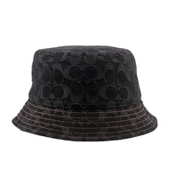【COACH】CC Logo 滿版標誌棉質丹寧漁夫帽 XS-S(黑色)/平行輸入