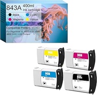 843 Ink Cartridge (BK/CY/MG/YL) Replacement for HP 843 Ink Cartridge 4-Set of PageWide XL 4000 4100 