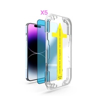 X5PCS ติดง่าย  ฟิล์มกระจกใส เต็มจอขอบดำ for iPhone 15 14 ProMax 13 12 11 Promax 15 14 13 12 11 Pro XS X XR 6 7 8 Plus 13 mini ไอโฟน 11 15 14 13 XR
