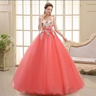 Gaun Wedding prom ball dusty pink