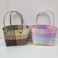 Plastic Woven Basket Bag Shopping Handbag Broken Market Model Width 18 Length 25 Height 20 CM.