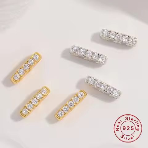 ZHUKOU, S925 Sterling Silver 3 hole breasted bracelets necklace spacer bar for handmade jewelry mate