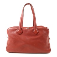 HERMES Clemence皮革Victoria 35銀扣手挽袋Rouge Garance