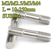 Double End Stud Bolt M2/M2.5/M3/M4 L10-250mm 304 Stainless Steel Skru Dua Hujung Mini Untuk Alat Ele