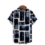 2025  6XL Hawaiian Men's Shirt Colourful Striped Camisa Short Sleeve Shirts For Men Casual Top Overs