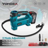 Yofidra High Pressure Electric Air Pump LED Display Cordless Ball Bicycle Motorcycle Tire Inflator Pump For Makita 18V Battery