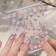 Lily Flower 3D Nail Art Stickers Pink White Flower Self Adhesive Nail Decorations Slider Decals DIY