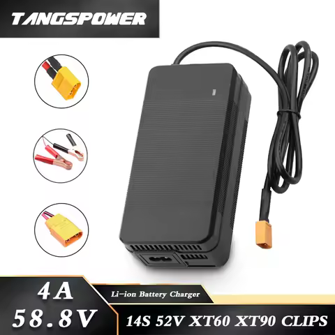 58.8V 4A Lithium Battery Charger For 14S 52V Li-ion Battery Pack Fast Charging With Cooling Fan Elec