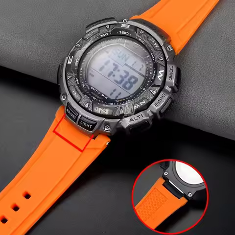 For Casio PRG-240 PRG-130Y/T PRW-1500 PRG-130 Resin Silicone Concave Rubber Watch Strap with Tools S