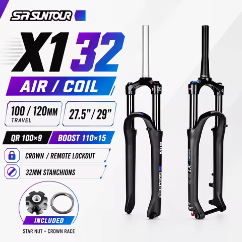 SR SUNTOUR X1 32 MTB Front Suspension Fork 27.5 29 Inch 100/120mm Travel Air/Coil QR 100x9 Boost 110