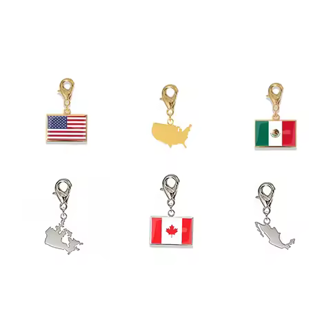 HIPEE 10mm Width Country Flag/Map Charms Stainless Steel Pendant for DIY Necklace Bracelet Keychain 