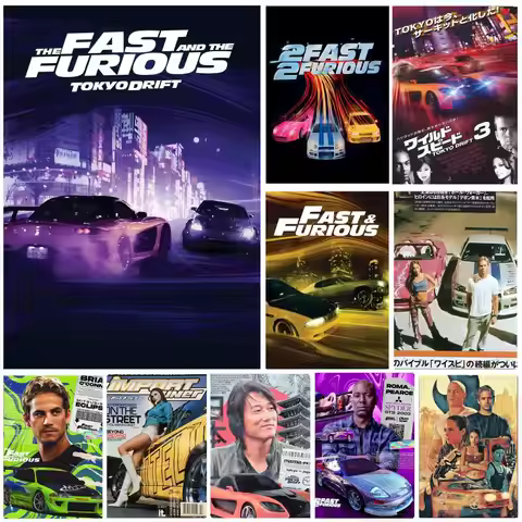 F-Fast and F-Furious 2 Poster Self-adhesive Art Waterproof Paper Sticker Coffee House Bar Room Wall 