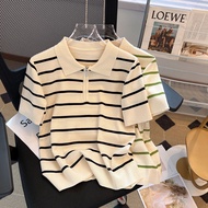 RC84 Striped Polo Shirt With Zipper