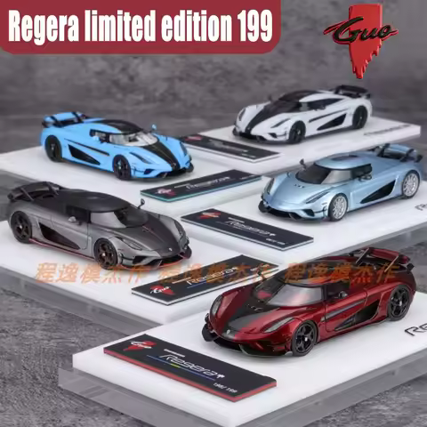 GUO 1/64 Regera Limited Edition 199 Resin Motor Vehicle Diecast Models Car Toys Collection Boy's Gif