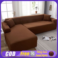 Elastic Sofa Cover No Lukot No Gusot Regular &amp; L Shape Sofa Cover Set 1/2/3/4 Seat Cover