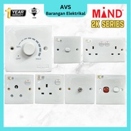 MIND 2K SIERIES SWITCH SOCKET PLUG SOCKET LIGHT SWITCH WALL SWITCH WALL PLUG  SOCKET PLUG SUIS LAMPU