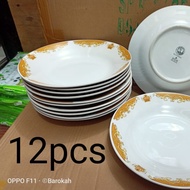 piring keramik mahkota diameter 91inch/23cm - 1/2 lusin