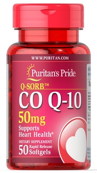 Puritans Pride Q-Sorb CoQ10 50mg, Contributes to Heart Wellness, 50 Rapid Release Softgels by Purita