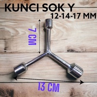 SMALL Y-SOCKET WRENCH 12-14-17MM GLOSSY CHROME Q8009B
