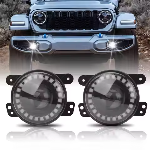 30W 4 inch LED Fog Light For Jeep Wrangler JK TJ CJ Dodge Journey Magnum ATV White DRL Amber Turn Si
