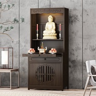 HY/💯Bamboo Buddha Niche Solid Wood Simplicity Altar Buddha Shrine Household Incense Burner Table Display Altar Modern Ma