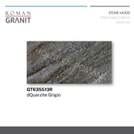 Roman Granit Lantai 30x60 dQuarzite Grigio, Lantai Outdoor Kasar Gelap