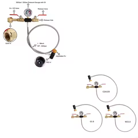Sodas Charging Valves Silver Tube 3500PSI Gauge CGA320G5 Suitable for Home Use